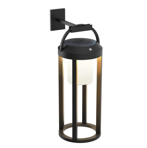 Lucande 2-in-1 LED lamp op zonne-energie Tilena, zwart, rond, aluminium
