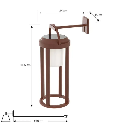 Lucande 2-in-1 LED wandlamp op zonne-energie Tilena, roest, rond, aluminium
