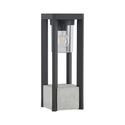 Lucande Kalisa sokkellamp, E27, IP44, 42 cm, grijs, metaal