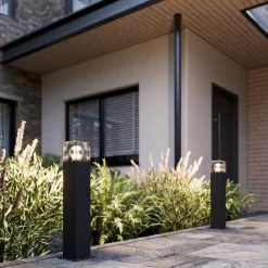 Lucande Keke sokkellamp, hoogte 50 cm, antraciet, aluminium