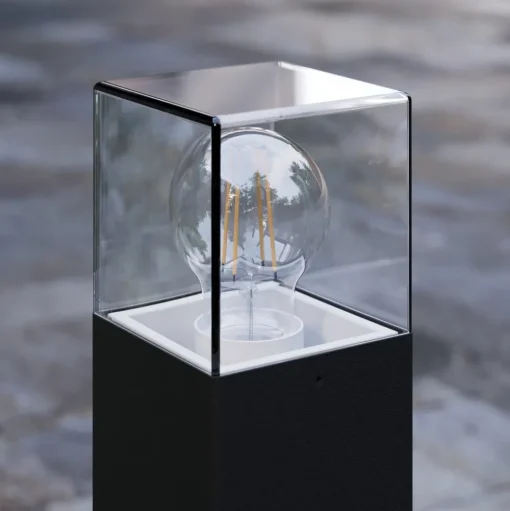 Lucande Keke sokkellamp, hoogte 50 cm, antraciet, aluminium