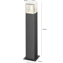 Lucande Keke sokkellamp, hoogte 50 cm, antraciet, aluminium