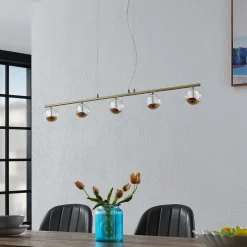 Lucande Kilio LED hanglamp, 5-lamps, goud