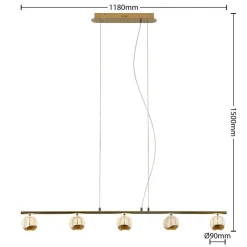 Lucande Kilio LED hanglamp, 5-lamps, goud