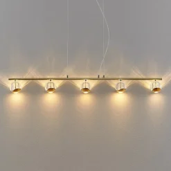 Lucande Kilio LED hanglamp, 5-lamps, goud