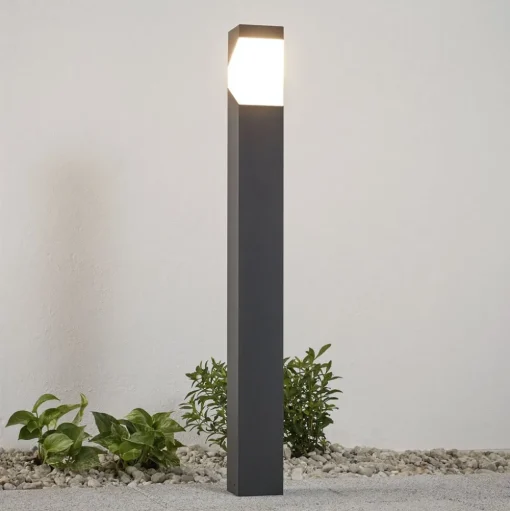 Lucande Kiran tuinpadverlichting, 100 cm, grijs, metaal, IP44, E27