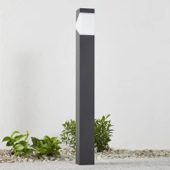 Lucande Kiran tuinpadverlichting, 100 cm, grijs, metaal, IP44, E27