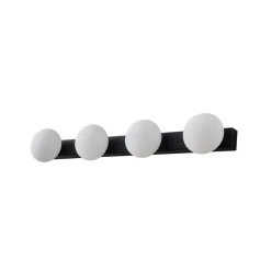 Lucande LED badkamer wandlamp Myrra, zwart, glas, 60 cm, IP44
