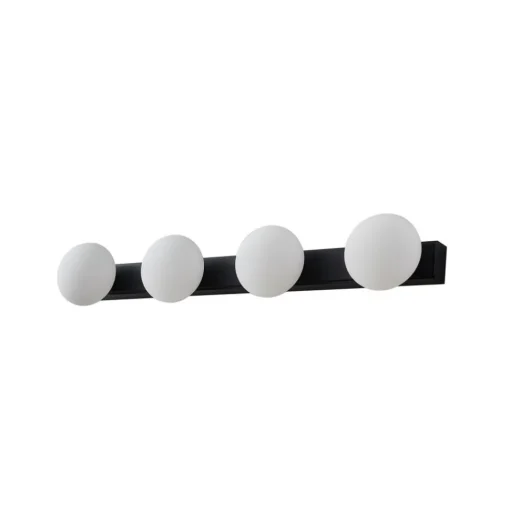 Lucande LED badkamer wandlamp Myrra, zwart, glas, 60 cm, IP44