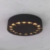 Lucande LED buiten plafondlamp Kelissa, rond, zwart