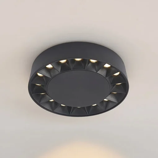 Lucande LED buiten plafondlamp Kelissa, rond, zwart