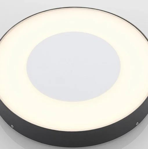 Lucande LED buiten plafondlamp Sora, rond, sensor, IP54