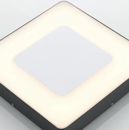 Lucande LED buiten plafondlamp Sora, hoekig, sensor, IP54
