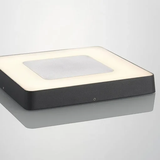 Lucande LED buiten plafondlamp Sora, hoekig, sensor, IP54