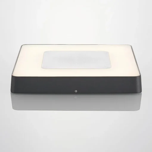 Lucande LED buiten plafondlamp Sora, hoekig, sensor, IP54
