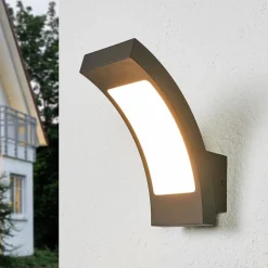 Lucande LED buiten wandlamp Juvia, 19 cm, antraciet, IP54
