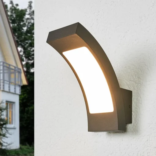 Lucande LED buiten wandlamp Juvia, 19 cm, antraciet, IP54