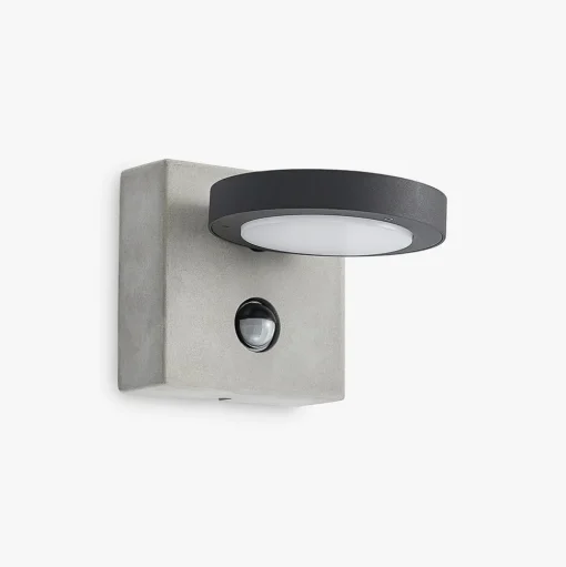 Lucande LED buiten wandlamp Belna, beton, sensor, IP54