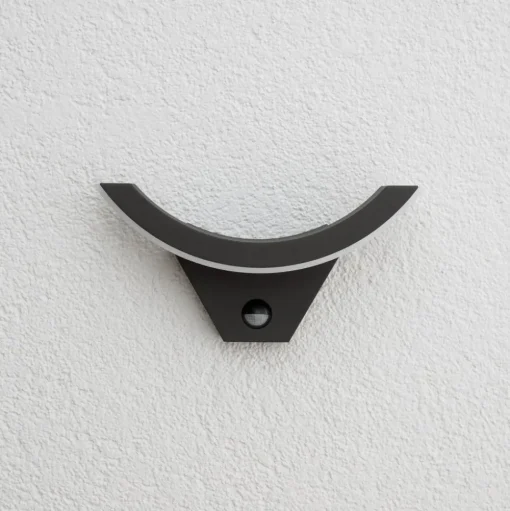 Lucande LED buiten wandlamp Half, sensor, antraciet, IP54