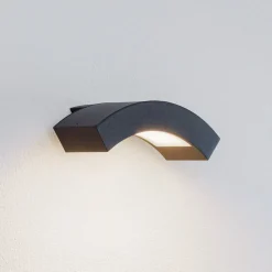 Lucande LED buiten wandlamp Lennik, 26cm, antraciet, metaal