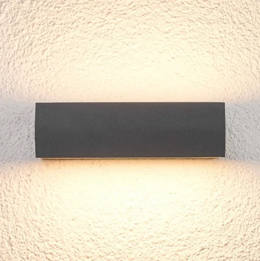 Lucande LED buiten wandlamp Lissi, 21 cm, antraciet, IP54