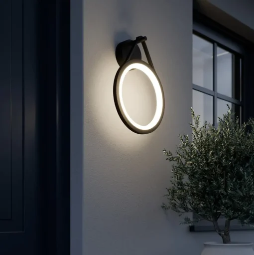 Lucande LED buiten wandlamp Mirco, 30 cm, zwart, IP65