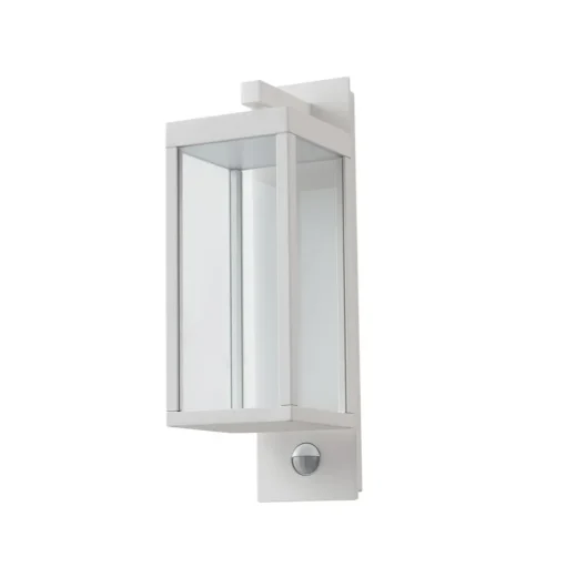 Lucande LED buiten wandlamp Ferdinand, wit, sensor, 38 cm