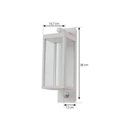 Lucande LED buiten wandlamp Ferdinand, wit, sensor, 38 cm