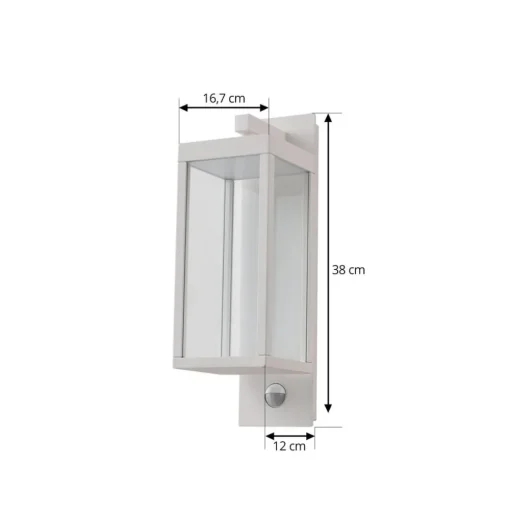 Lucande LED buiten wandlamp Ferdinand, wit, sensor, 38 cm