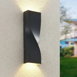 Lucande LED buiten wandlamp Tibelya, antraciet, omhoog/omlaag, IP65