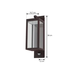 Lucande LED buiten wandlamp Ferdinand, roest, sensor, IP54