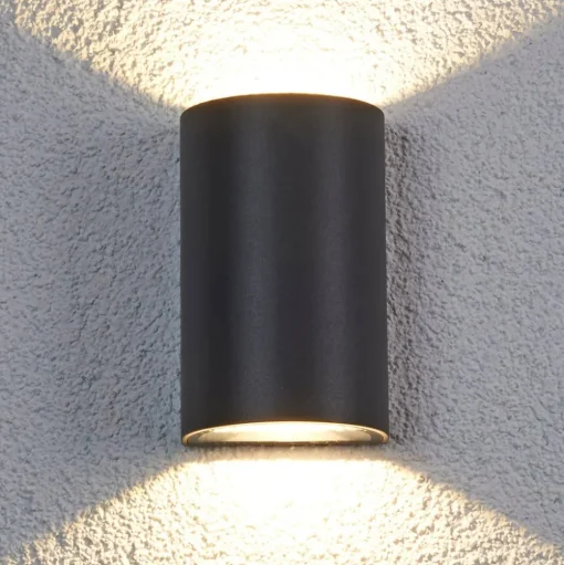 Lucande LED buiten wandlamp Jale, 16 cm, antraciet, aluminium