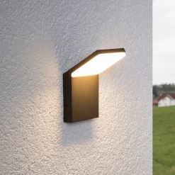 Lucande LED buiten wandlamp Nevio, 17 cm, antraciet, aluminium