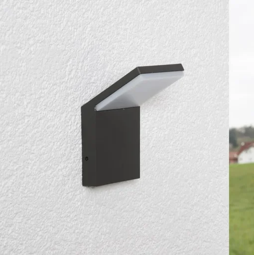 Lucande LED buiten wandlamp Nevio, 17 cm, antraciet, aluminium