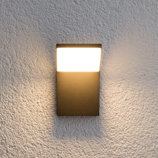 Lucande LED buiten wandlamp Nevio, 17 cm, antraciet, aluminium