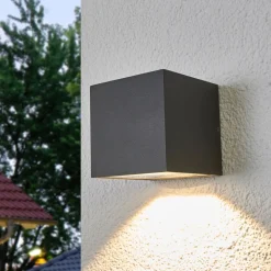 Lucande LED buiten wandlamp Merjem, 12 cm, down, IP54