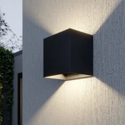 Lucande LED buiten wandlamp Evie, 14 cm, antraciet, up/down