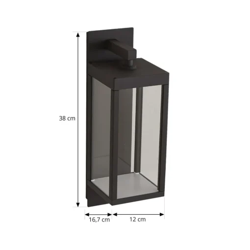 Lucande LED buiten wandlamp Ferdinand, grijs, metaal, 38 cm