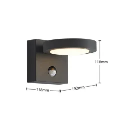 Lucande LED buiten wandlamp Belna, metaal, sensor, IP54