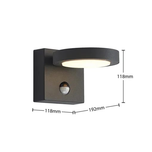 Lucande LED buiten wandlamp Belna, metaal, sensor, IP54