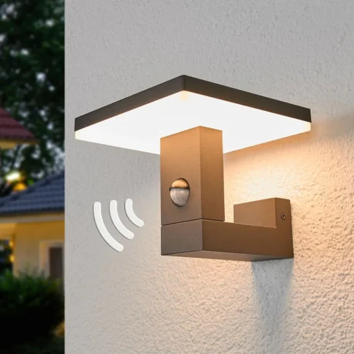 Lucande LED buiten wandlamp Olesia, 15 cm, sensor, IP54
