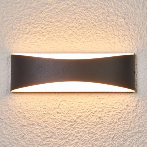 Lucande LED buiten wandlamp Akira, antraciet, metaal, 23cm