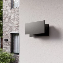 Lucande LED buiten wandlamp Meja, zwart, metaal, IP54
