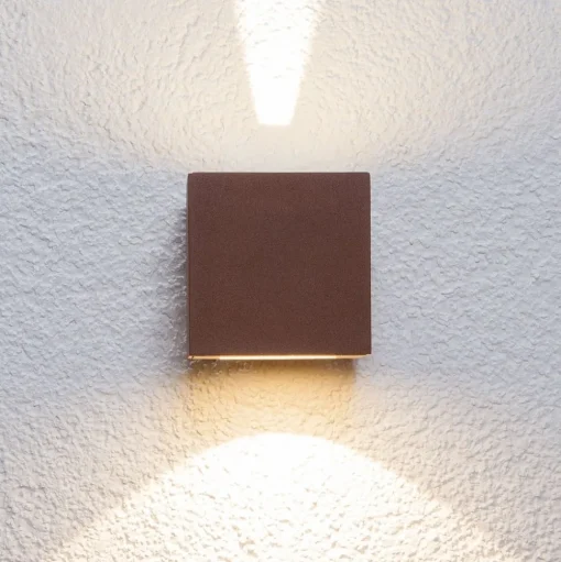 Lucande LED buiten wandlamp Jarno, roest, metaal, 9cm