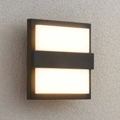 Lucande LED buiten wandlamp Gylfi, 20 cm, antraciet, aluminium