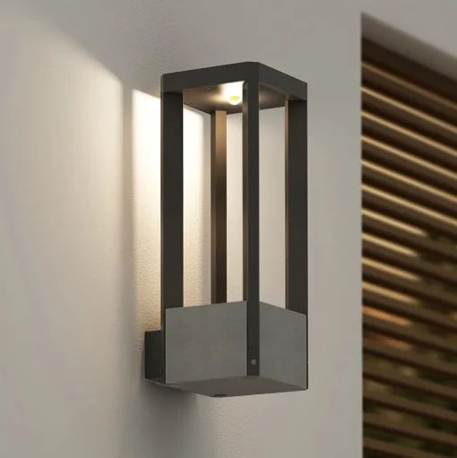 Lucande LED buiten wandlamp Kalisa, IP65, grijs, metaal