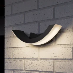 Lucande LED buiten wandlamp Half, 30 cm, antraciet, IP54