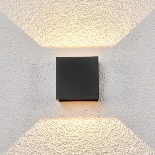 Lucande LED buiten wandlamp Evie, 11 cm, antraciet, up/down
