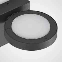 Lucande LED buiten wandlamp Belna, metaal, IP65, antraciet