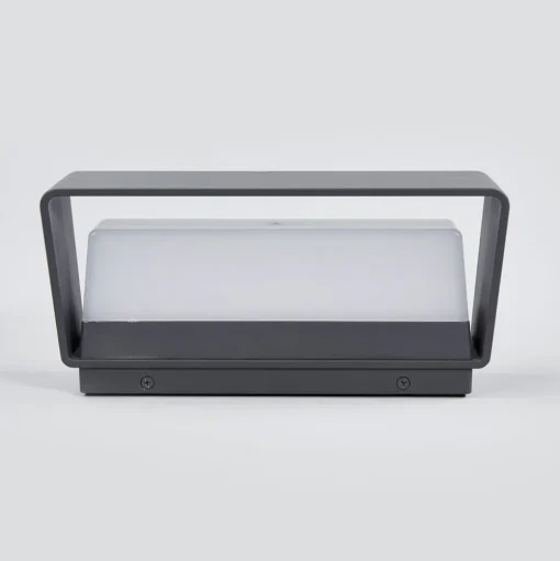 Lucande LED buitenwandlamp Midvig, donkergrijs, hoekig, IP65